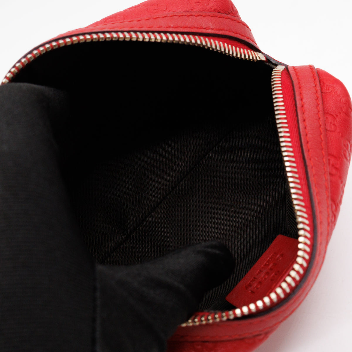Cosmetic Pouch Red Guccissima Leather