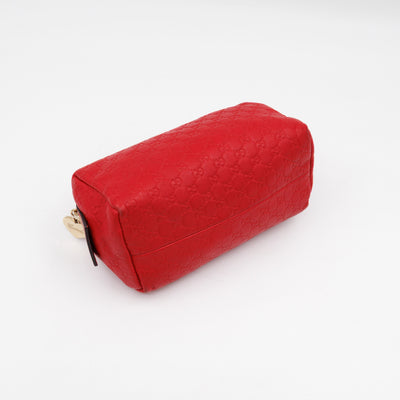 Cosmetic Pouch Red Guccissima Leather