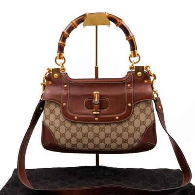 Peggy Bamboo Handle Shoulder Bag GG Canvas Brown