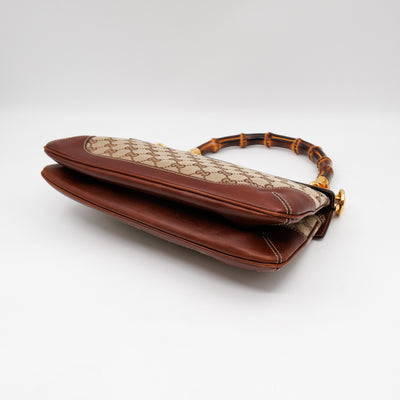 Peggy Bamboo Handle Shoulder Bag GG Canvas Brown