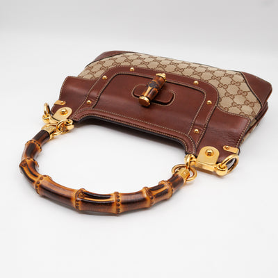 Peggy Bamboo Handle Shoulder Bag GG Canvas Brown