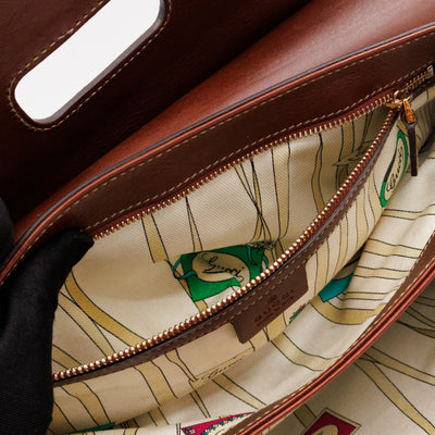 Peggy Bamboo Handle Shoulder Bag GG Canvas Brown