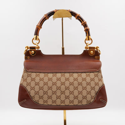 Peggy Bamboo Handle Shoulder Bag GG Canvas Brown
