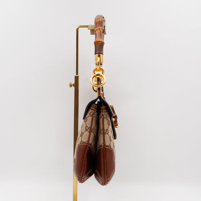 Peggy Bamboo Handle Shoulder Bag GG Canvas Brown