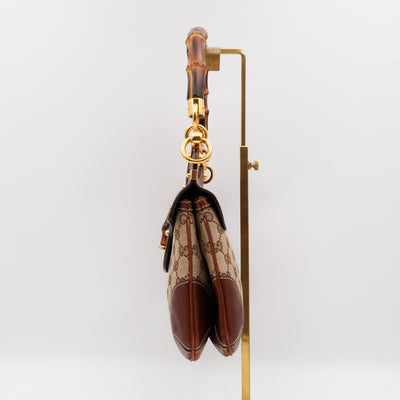 Peggy Bamboo Handle Shoulder Bag GG Canvas Brown
