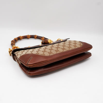 Peggy Bamboo Handle Shoulder Bag GG Canvas Brown