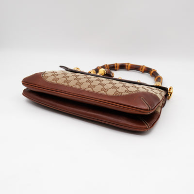 Peggy Bamboo Handle Shoulder Bag GG Canvas Brown