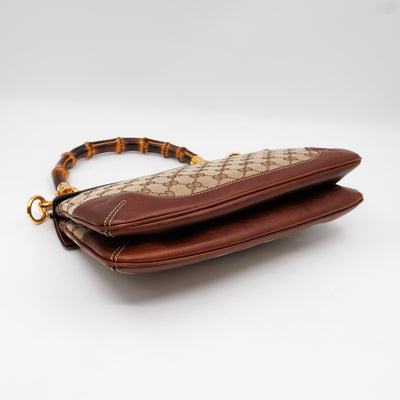 Peggy Bamboo Handle Shoulder Bag GG Canvas Brown
