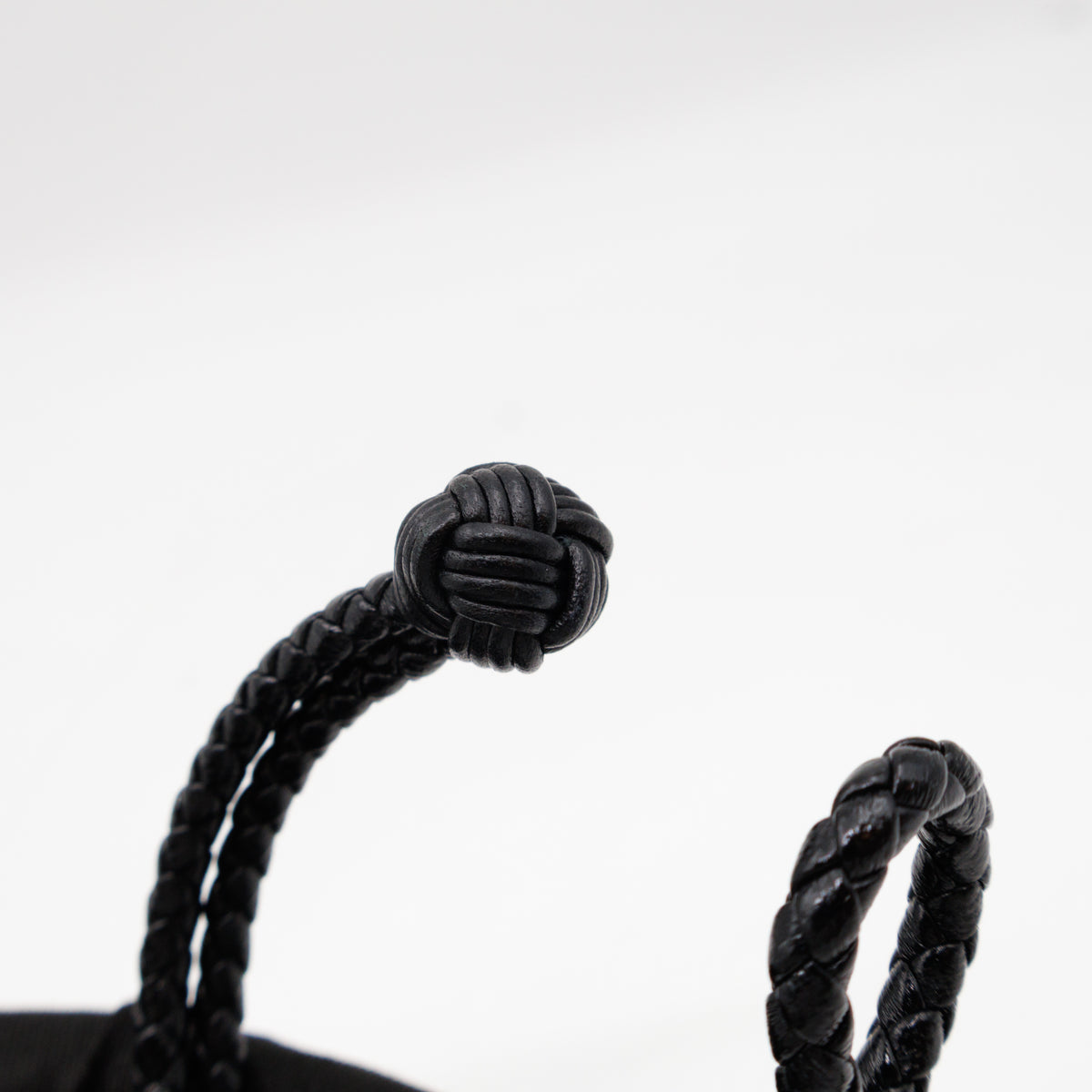 Double Strand Intrecciato Leather Bracelet Black