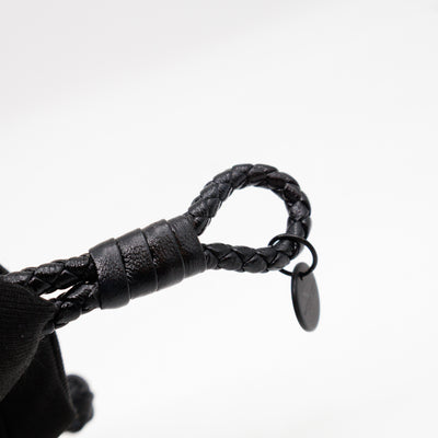 Double Strand Intrecciato Leather Bracelet Black