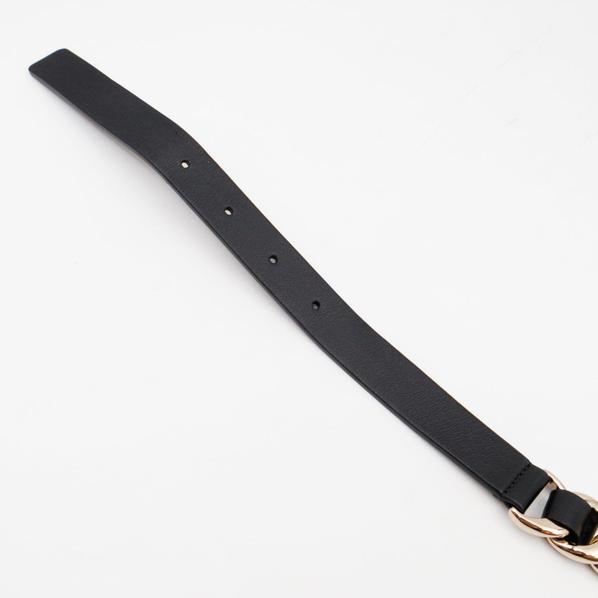 Chain Braided Belt Black Leather 90 cm