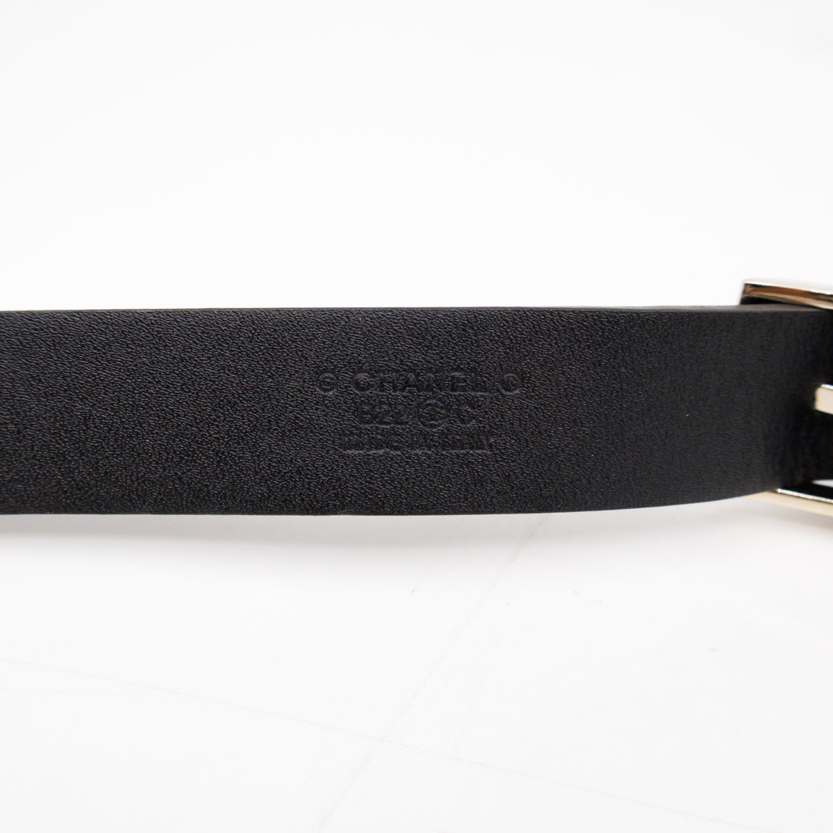 Chain Braided Belt Black Leather 90 cm