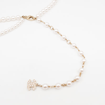 Pearl Waist Necklace With Crystal Letters 90 cm