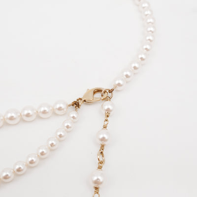 Pearl Waist Necklace With Crystal Letters 90 cm