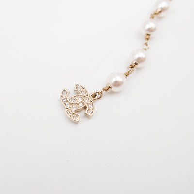 Pearl Waist Necklace With Crystal Letters 90 cm