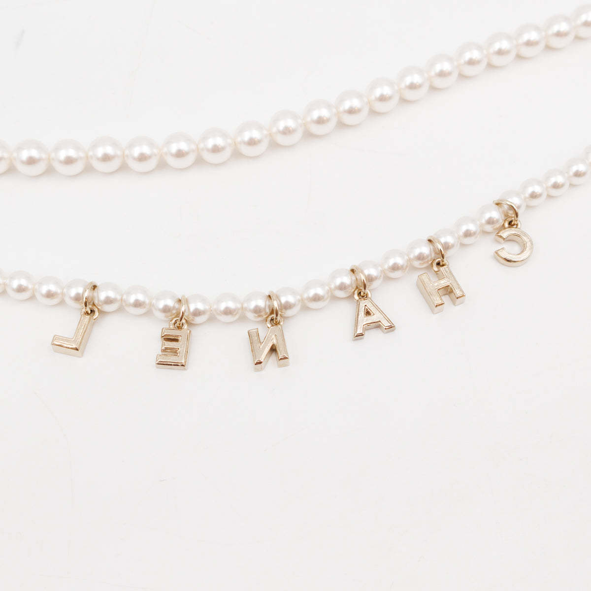 Pearl Waist Necklace With Crystal Letters 90 cm