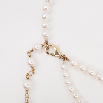 Pearl Waist Necklace With Crystal Letters 90 cm