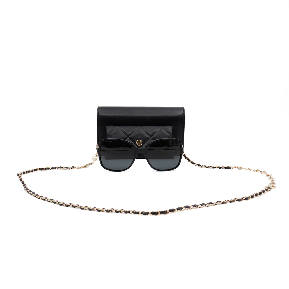 Square Sunglasses With Chanel Chain