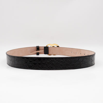 GG Marmont Black Caiman Crocodile Belt 90 cm