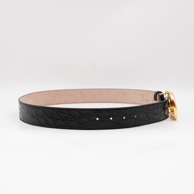 GG Marmont Black Caiman Crocodile Belt 90 cm