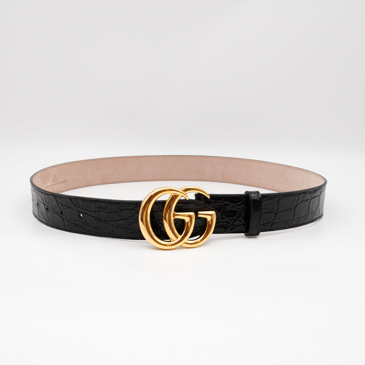 GG Marmont Black Caiman Crocodile Belt 90 cm