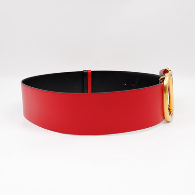 VLogo Signature Wide Reversible Belt Black & Red Leather 90 cm