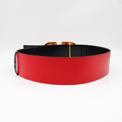 VLogo Signature Wide Reversible Belt Black & Red Leather 90 cm
