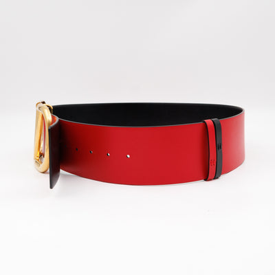 VLogo Signature Wide Reversible Belt Black & Red Leather 90 cm
