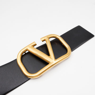 VLogo Signature Wide Reversible Belt Black & Red Leather 90 cm