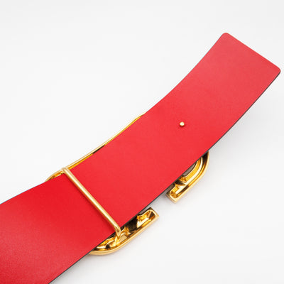 VLogo Signature Wide Reversible Belt Black & Red Leather 90 cm