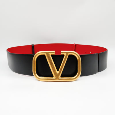 VLogo Signature Wide Reversible Belt Black & Red Leather 90 cm
