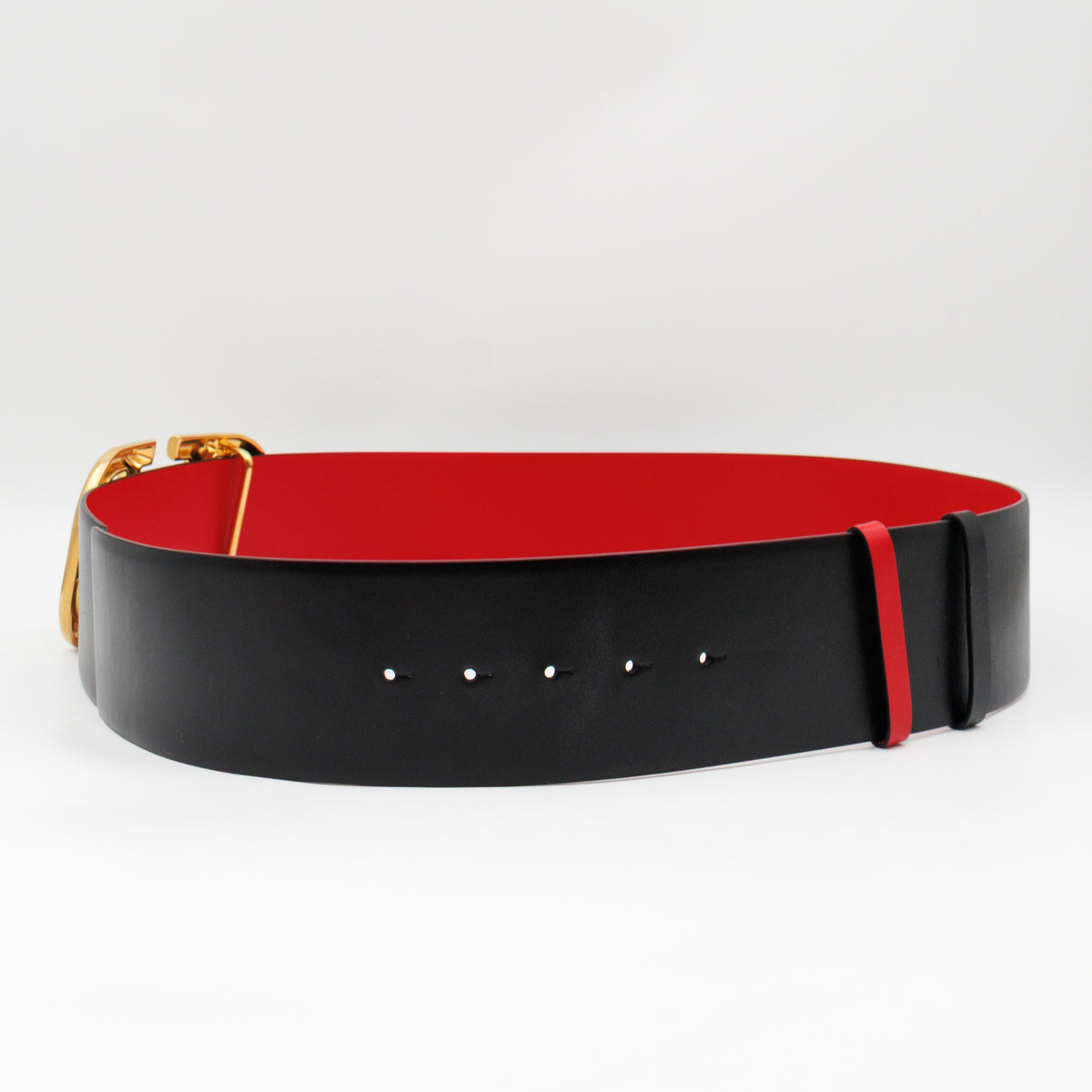 VLogo Signature Wide Reversible Belt Black & Red Leather 90 cm