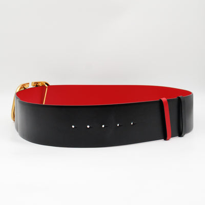 VLogo Signature Wide Reversible Belt Black & Red Leather 90 cm