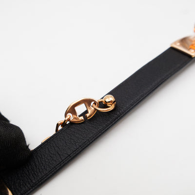 Kelly Glove Clip Black Leather Rose Gold