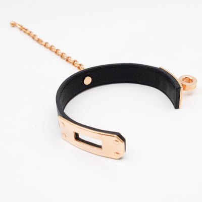 Kelly Glove Clip Black Leather Rose Gold