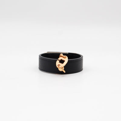 Kelly Glove Clip Black Leather Rose Gold