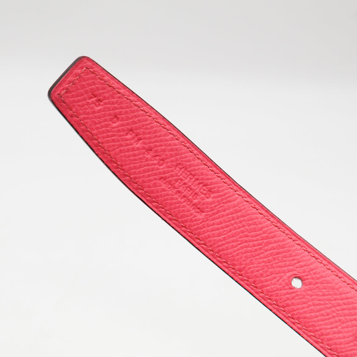 Mini Constance Buckle & Reversible Red and Rose Azalee Leather Belt 75 cm