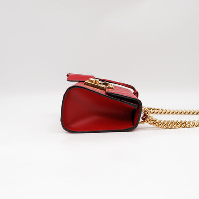 Padlock Flap Bag Small Hibiscus Red GG Guccissima