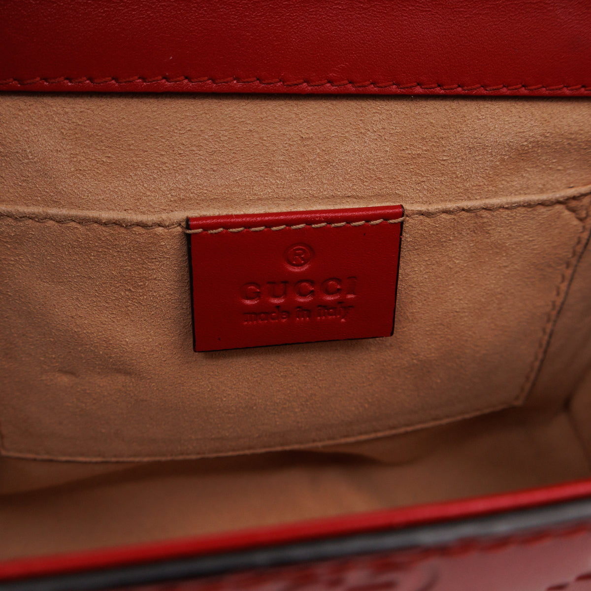 Padlock Flap Bag Small Hibiscus Red GG Guccissima
