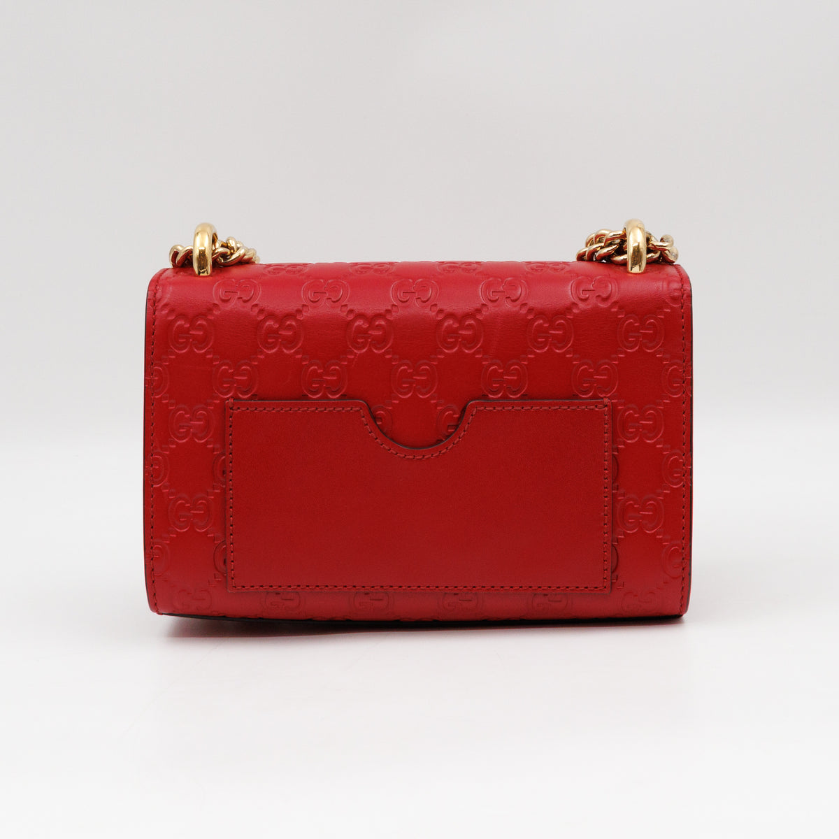 Padlock Flap Bag Small Hibiscus Red GG Guccissima