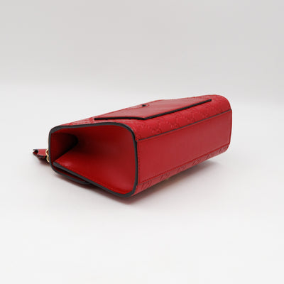 Padlock Flap Bag Small Hibiscus Red GG Guccissima