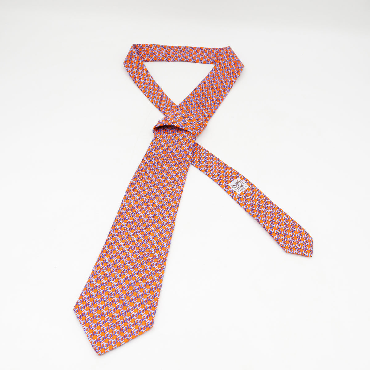 Silk Tie H Cube Orange