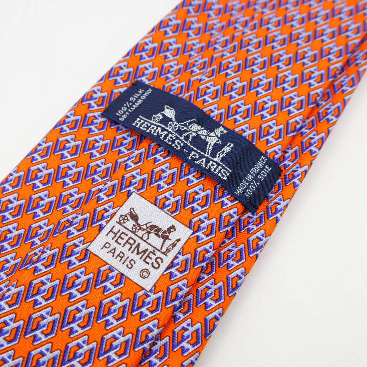 Silk Tie H Cube Orange