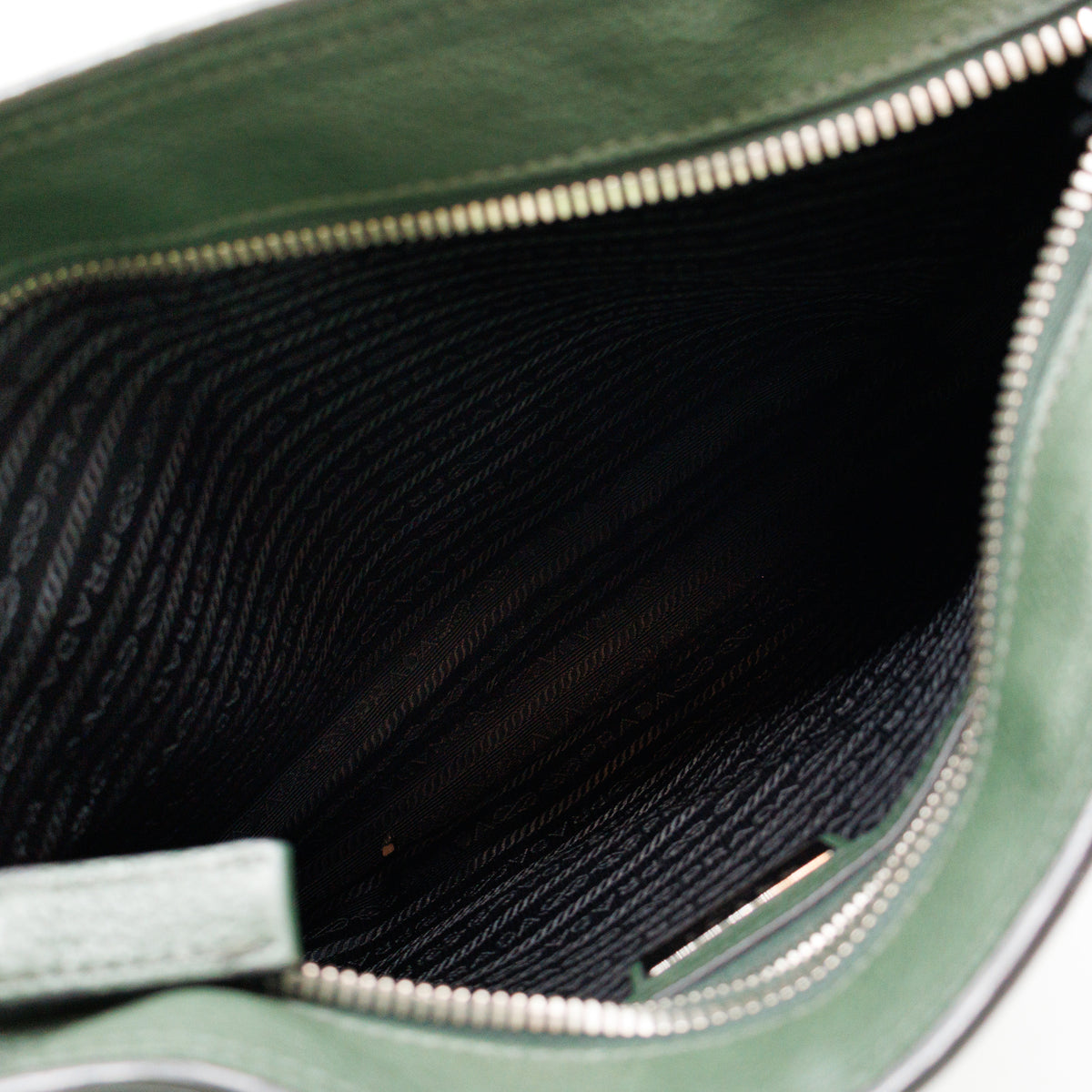 Flat Pocket Messenger Bag Dark Green Leather