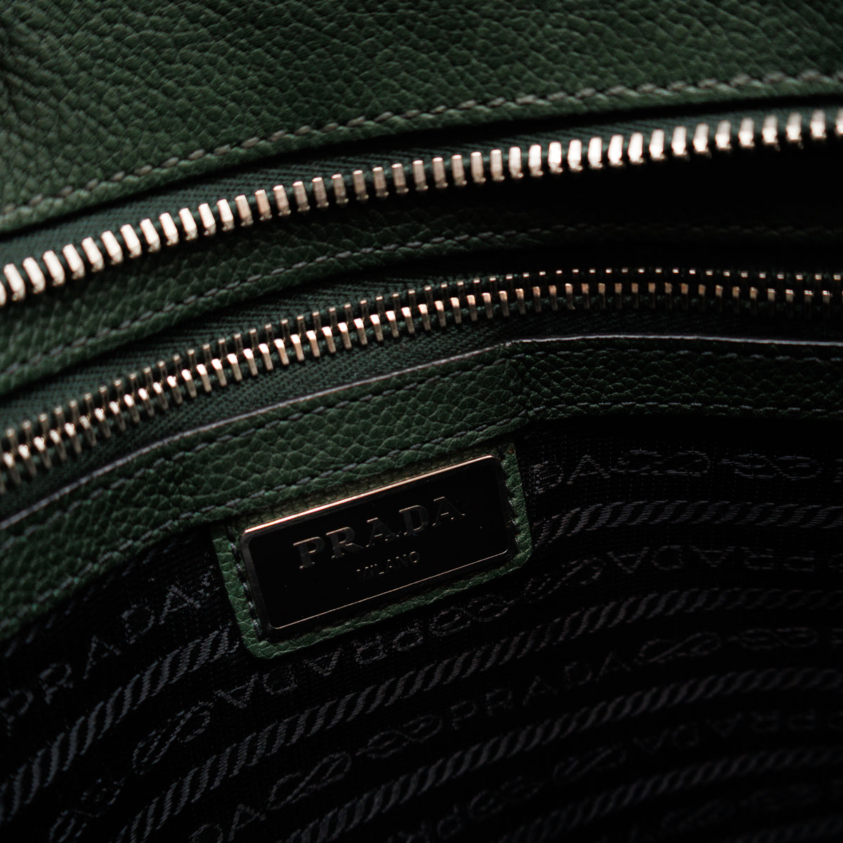 Flat Pocket Messenger Bag Dark Green Leather