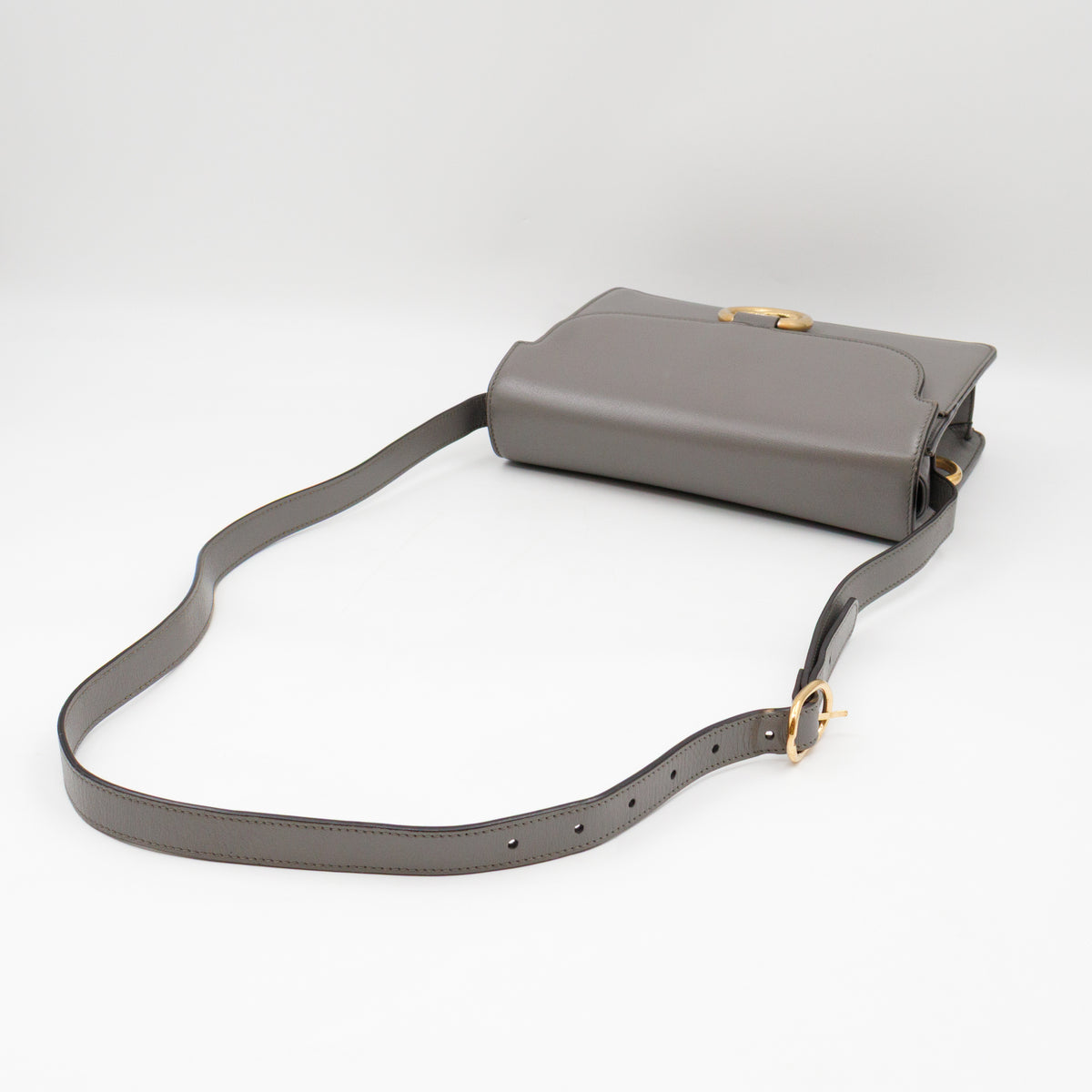 GG Ring Small Shoulder Bag Grey Leather