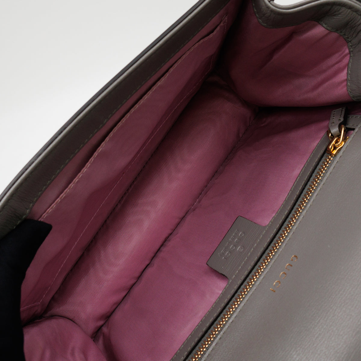 GG Ring Small Shoulder Bag Grey Leather