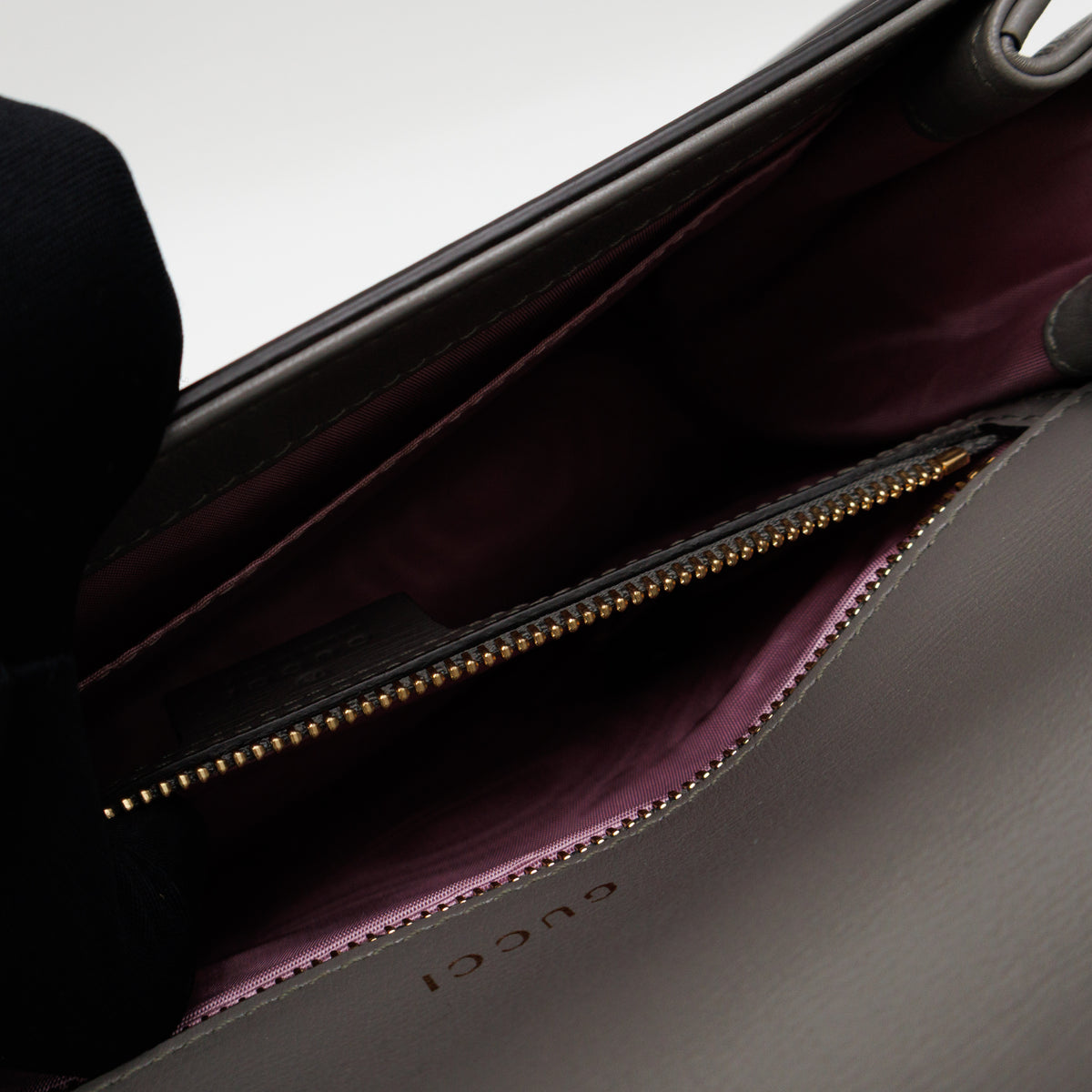 GG Ring Small Shoulder Bag Grey Leather