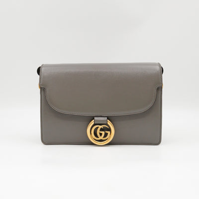 GG Ring Small Shoulder Bag Grey Leather