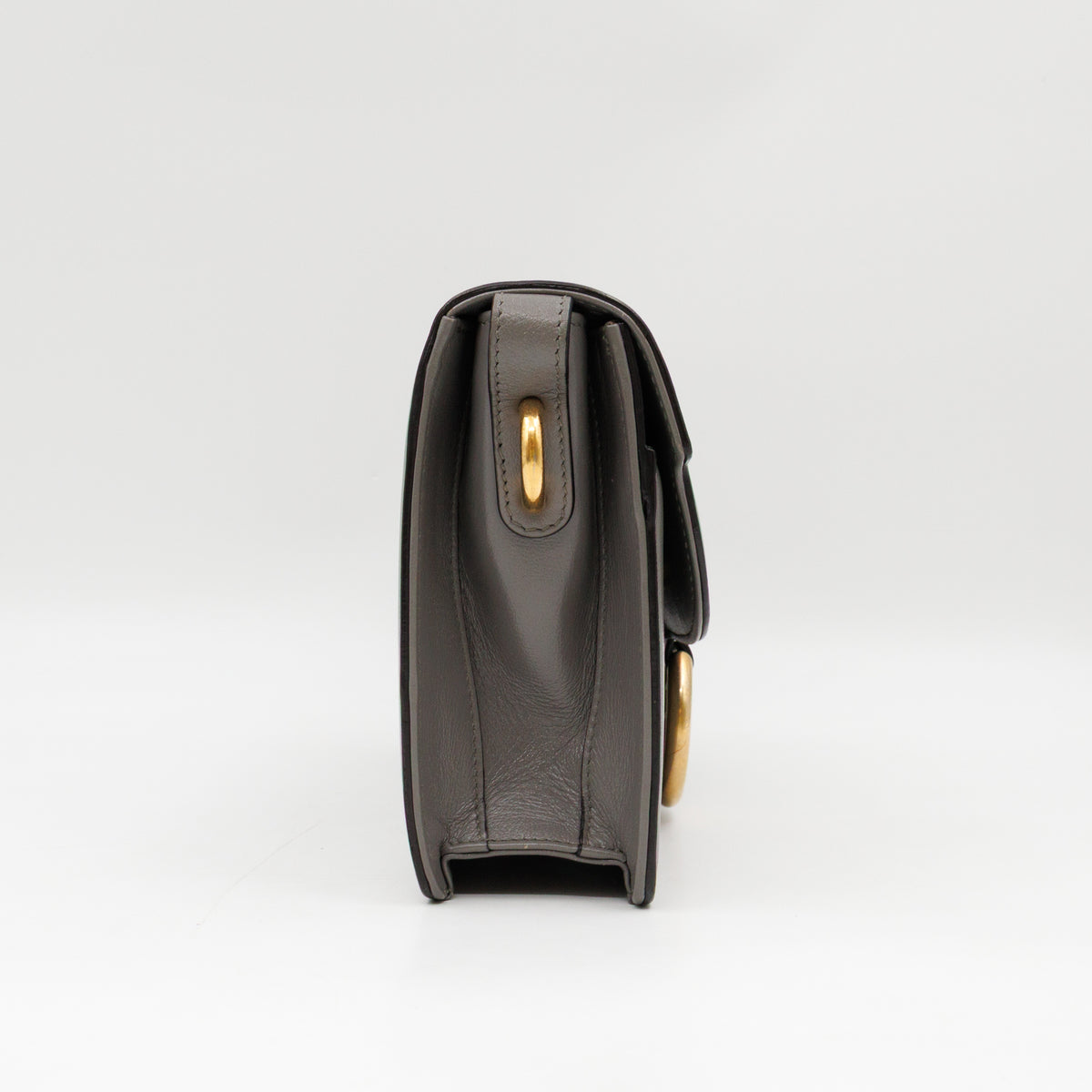 GG Ring Small Shoulder Bag Grey Leather